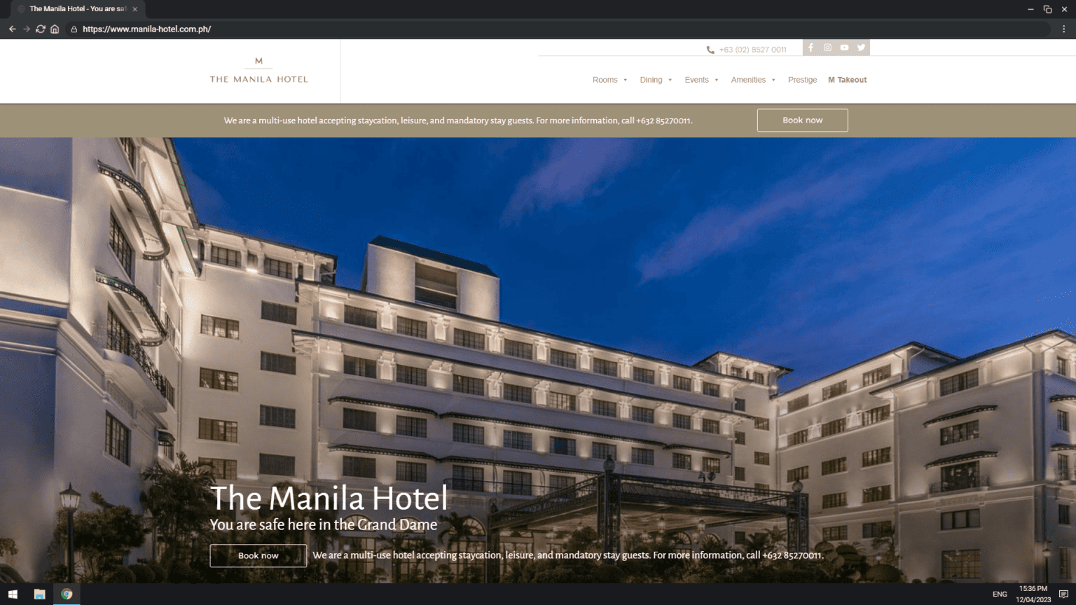 The Manila Hotel on desktop
