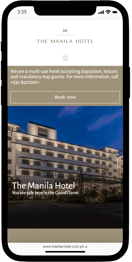 The Manila Hotel on mobile