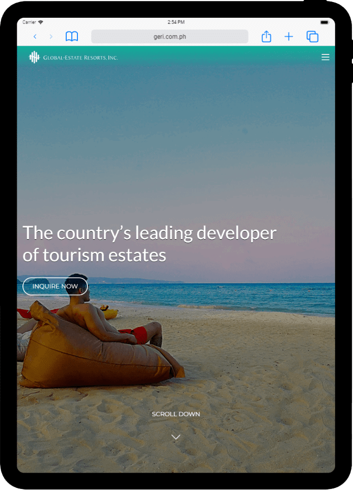 Global-Estate Resorts, Inc. / GERI on tablet
